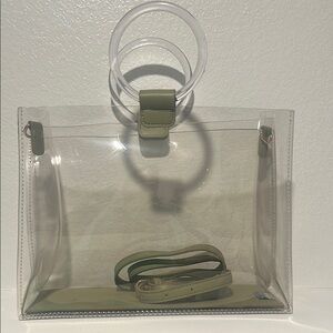 Transparent Green Handle Tote Bag